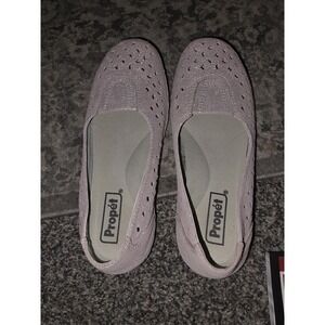 Propet Womens Cabrini Slip On Flat. Blush/pink With Laser‎ Cut Leather Upper....